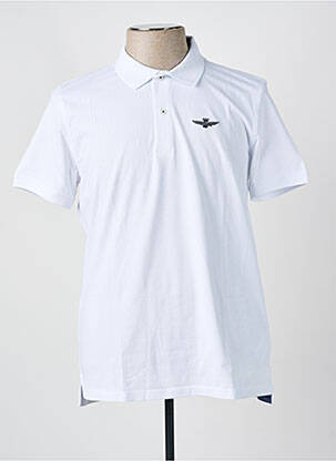 Polo stretch manches courtes blanc AERONAUTICA homme