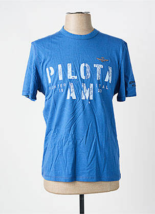 T-shirt broderie manches courtes bleu AERONAUTICA homme