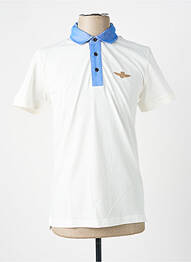 Polo tissage jersey manches courtes blanc AERONAUTICA homme