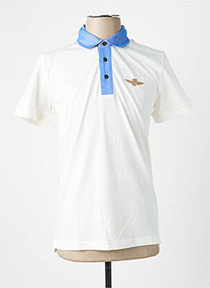 Polo tissage jersey manches courtes blanc AERONAUTICA homme