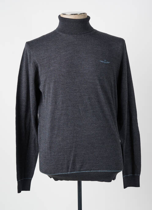 Pull col roulé stretch manches longues gris AERONAUTICA homme