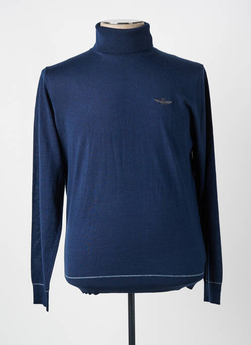 Pull col roulé stretch manches longues bleu AERONAUTICA femme