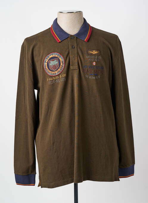 Polo manches longues manches longues vert AERONAUTICA homme