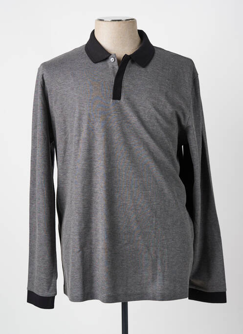 Polo tissage chiné manches longues gris HUGO BOSS homme