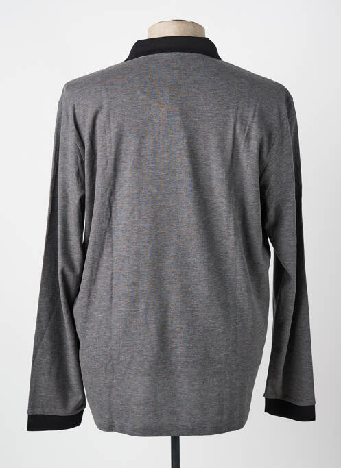 Polo tissage chiné manches longues gris HUGO BOSS homme