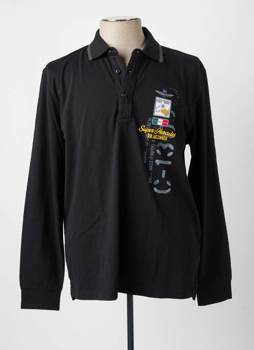 Polo manches longues manches longues noir AERONAUTICA homme