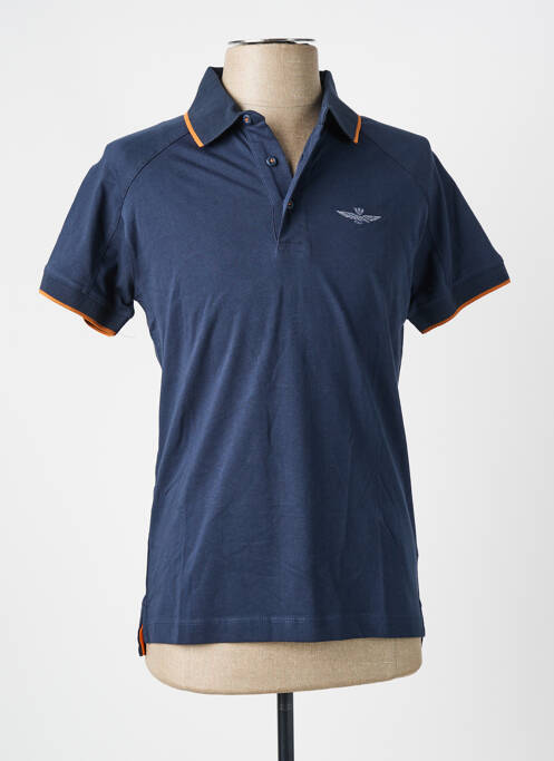 Polo tissage jersey manches courtes bleu AERONAUTICA homme