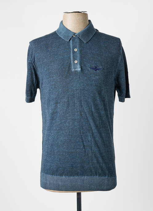Pull stretch manches courtes bleu AERONAUTICA homme