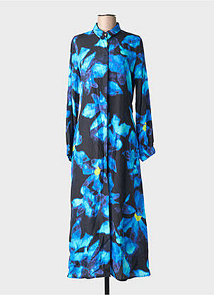 Robe longue manches longues manches longues bleu DIXIE femme