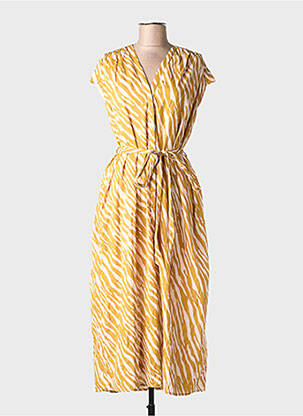 Robe longue manches courtes manches courtes jaune MKT STUDIO femme