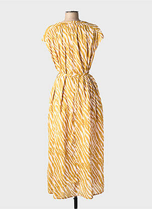 Robe longue tissage popeline manches courtes jaune MKT STUDIO femme