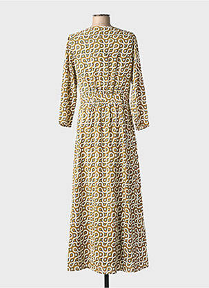 Robe longue tissage crêpe manches 3/4 marron LA PETITE ETOILE femme