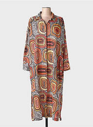 Robe mi-longue coupe fluide manches longues orange NOTSHY femme