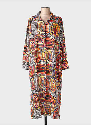 Robe mi-longue manches longues manches longues orange NOTSHY femme