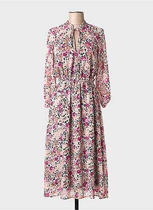 Robe mi-longue imprimé fleurs manches longues rose LIU JO femme