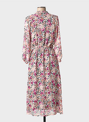 Robe mi-longue imprimé fleurs manches longues rose LIU JO femme