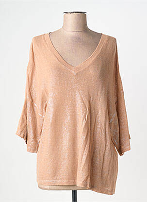 Pull col v manches 3/4 rose DIXIE femme