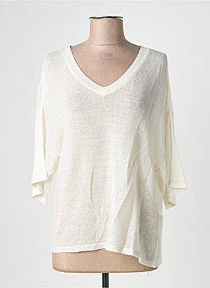 Pull col v manches 3/4 beige DIXIE femme