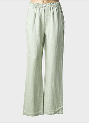 Pantalon large tissage popeline taille haute vert MKT STUDIO femme