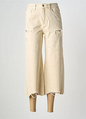 Jeans coupe large effet usé taille haute beige LIU JO femme