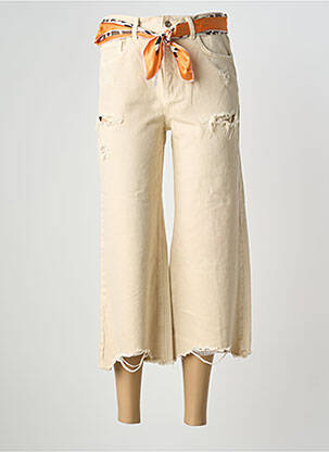 Jeans coupe large effet usé taille haute beige LIU JO femme