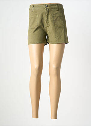 Short tissage denim taille haute vert PLEASE femme