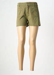 Short tissage denim taille haute vert PLEASE femme