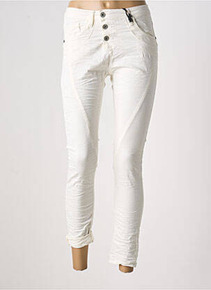 Pantalon slim tissage popeline taille normale blanc PLEASE femme