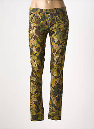 Pantalon slim tissage popeline taille normale vert PLEASE femme