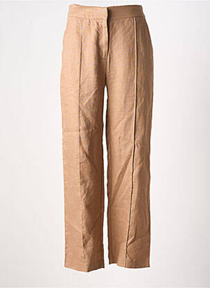 Pantalon large fermeture zippée sous rabat avec crochet taille normale marron NOTSHY femme