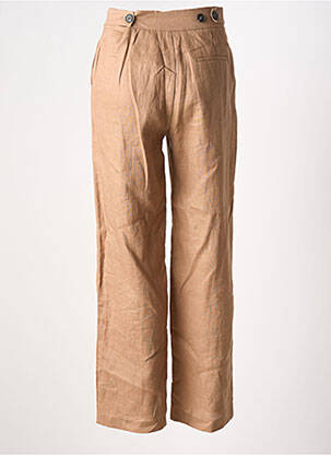 Pantalon large fermeture zippée sous rabat avec crochet taille normale marron NOTSHY femme