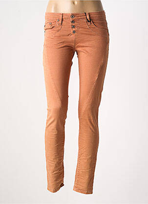 Pantalon slim tissage popeline taille normale orange PLEASE femme