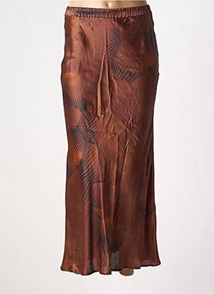 Jupe longue imprimé fantaisie marron LAUREN VIDAL femme