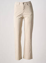 Pantalon droit stretch taille normale beige MADE IN ITALY femme