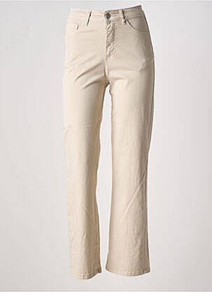 Pantalon droit stretch taille normale beige MADE IN ITALY femme
