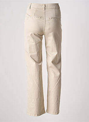Pantalon droit stretch taille normale beige MADE IN ITALY femme