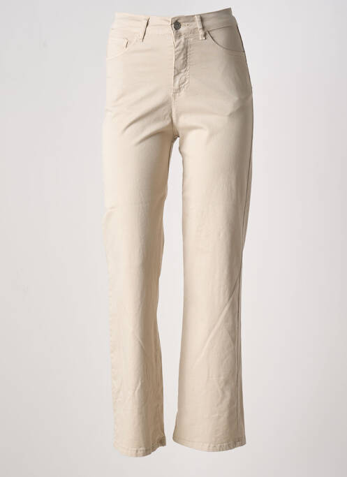 Pantalon droit beige MADE IN ITALY pour femme