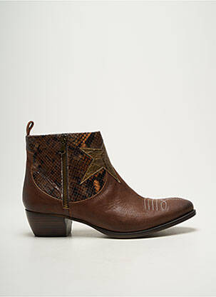 Bottines/boots tissage satiné talon de 4 à 6cm marron BISOUS CONFITURE femme
