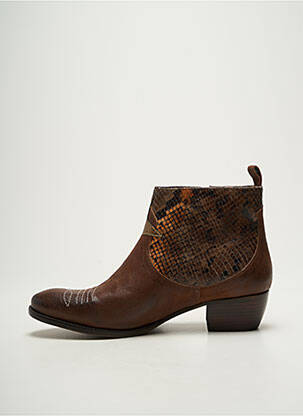 Bottines/boots tissage satiné talon de 4 à 6cm marron BISOUS CONFITURE femme