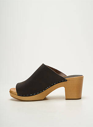 Mules/sabots bout ouvert talon de 4 à 6cm marron fonce HOOF femme