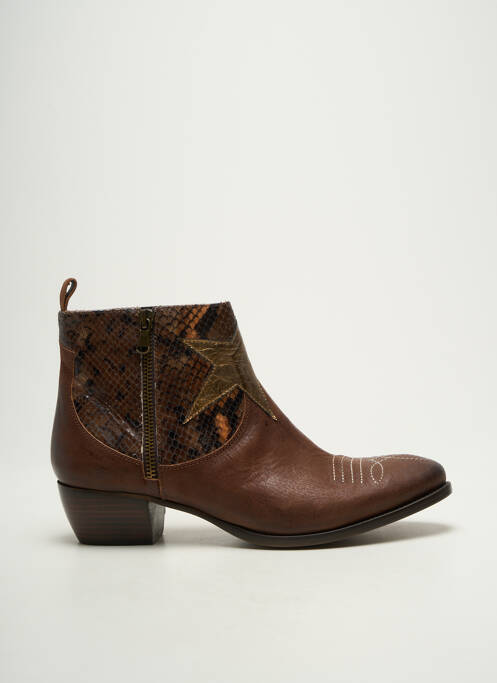 Bottines/boots tissage satiné talon de 4 à 6cm marron BISOUS CONFITURE femme