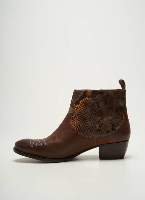 Bottines/boots tissage satiné talon de 4 à 6cm marron BISOUS CONFITURE femme