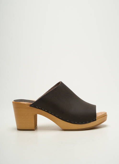 Mules/sabots bout ouvert talon de 4 à 6cm marron fonce HOOF femme