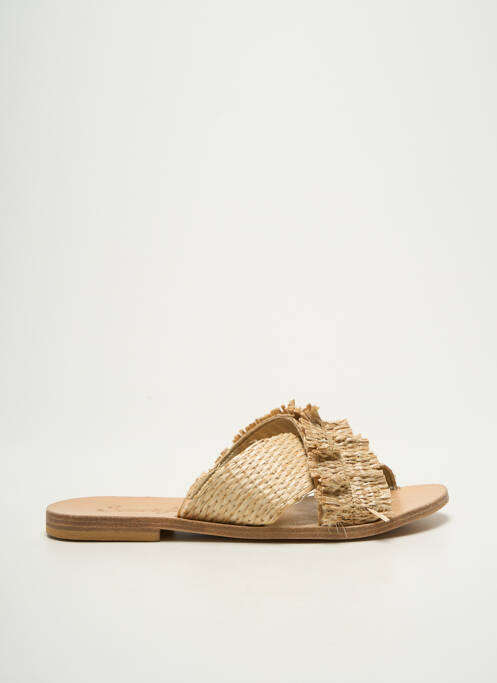 Mules/sabots semelle extérieure cuir talon plat jusqu'à 3cm beige SEMERDJIAN femme