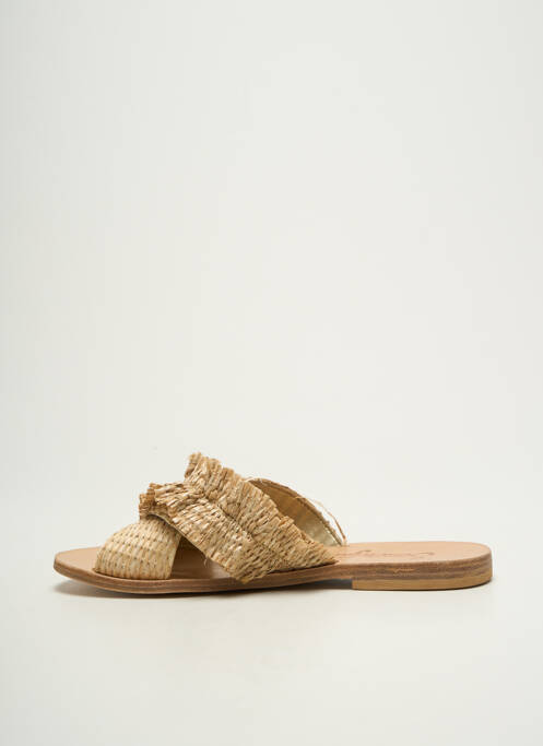 Mules/sabots semelle extérieure cuir talon plat jusqu'à 3cm beige SEMERDJIAN femme