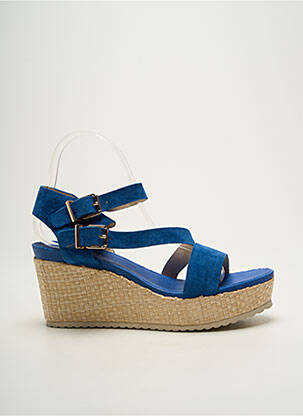 Sandales/nu pieds talon compensé talon de 7 à 9cm bleu KARSTON femme