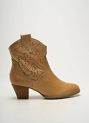 Bottines/boots matière lisse talon de 4 à 6cm beige MADISON femme