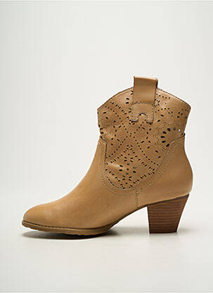 Bottines/boots matière lisse talon de 4 à 6cm beige MADISON femme