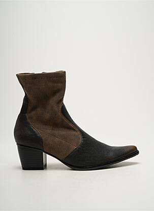 Bottines/boots matière lisse talon de 4 à 6cm marron MADISON femme