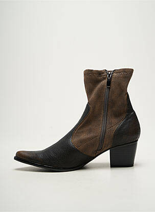Bottines/boots matière lisse talon de 4 à 6cm marron MADISON femme